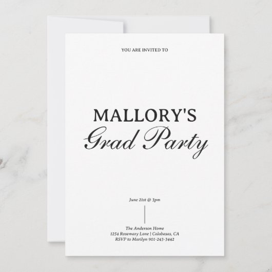 Trendy and Modern Photo Script Graduation 招待状 (裏面)