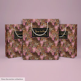 Trendy animal skin leopard watercolor gift bag ミディアムペーパーバッグ