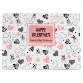 Trendy Anniversary Love Art Hand Drawn Gift Bag ラージペーパーバッグ (正面)