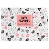 Trendy Anniversary Love Art Hand Drawn Gift Bag ラージペーパーバッグ (裏面)