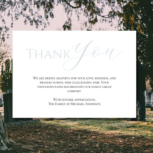 Trendy Arctic Mist Traditional Bereavement Funeral サンキューカード