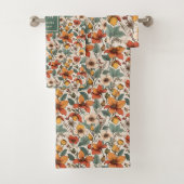 Trendy Autumn Garden Olive Rust Personalized Towel バスタオルセット (インサイチュ)