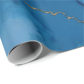 Trendy Azure Blue Gold Marble Collection ラッピングペーパー (ロールコーナー)