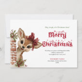 Trendy Baby Fawn Funny Cartoon Holiday Greeting  シーズンカード (正面)