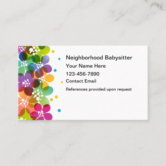 Trendy Babysitter Business Cards New 名刺 (正面)