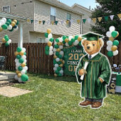 Trendy Bear Green Printable Graduation Party Decor ポスター