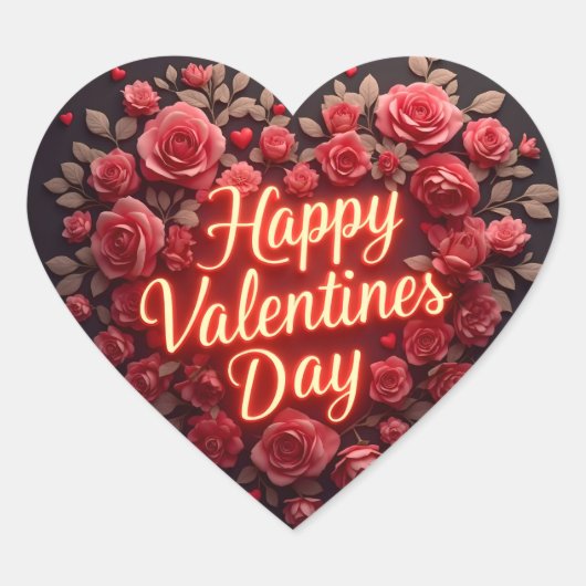 Trendy Beautiful Luxury Floral Love Collection ハートシール (正面)