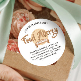Trendy Beige Food Safety Allergens Alert Warning ラウンドシール