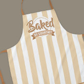 Trendy Beige Stripes Girly Bakery Chef Caterer エプロン