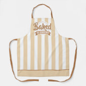 Trendy Beige Stripes Girly Bakery Chef Caterer エプロン (正面)