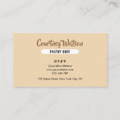Trendy Beige Stripes Modern Bakery Chef Caterer 名刺 (裏面)