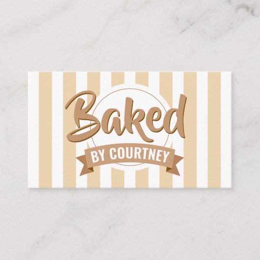 Trendy Beige Stripes Modern Bakery Chef Caterer 名刺 (正面)