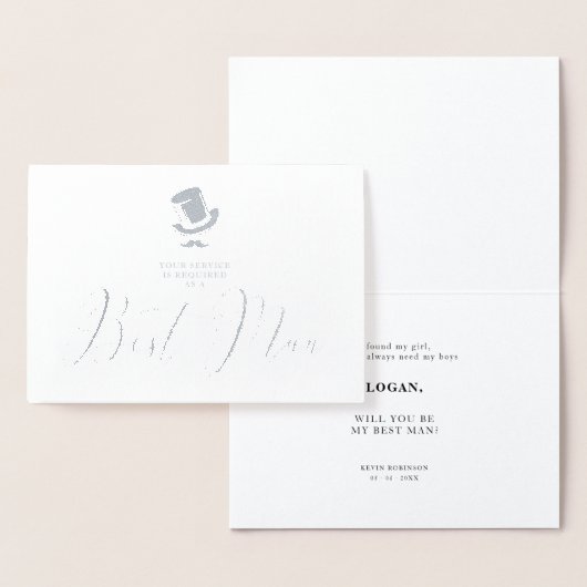 Trendy Best Man Funny Wedding Minimalist  箔カード (ディスプレー)