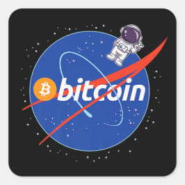 Trendy Bitcoin Astronaut Space Crypto スクエアシール