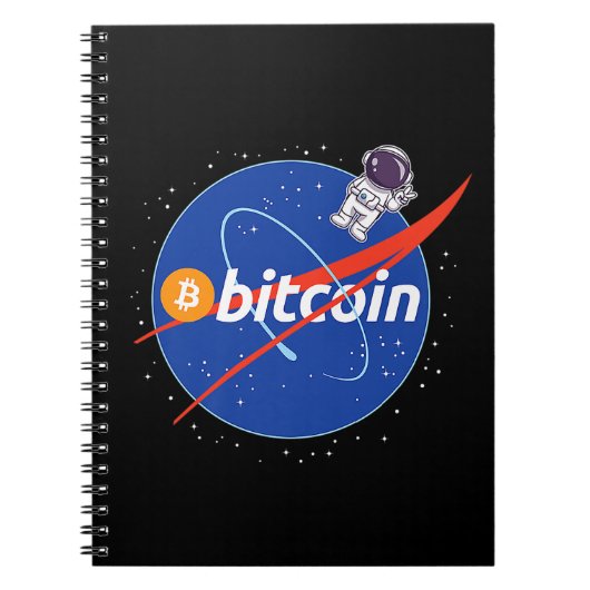 Trendy Bitcoin Astronaut Space Crypto ノートブック (正面)