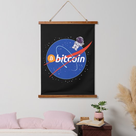 Trendy Bitcoin Astronaut Space Crypto 吊り下げ型タペストリー (寝室)