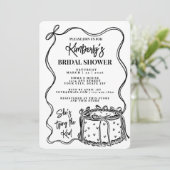 Trendy Black Bow Shes Tying The Knot Bridal Shower 招待状 (スタンド正面)