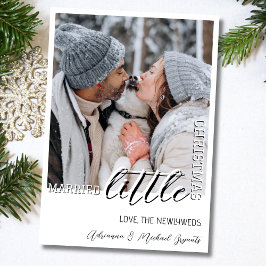 Trendy Black Calligraphy Married Little Christmas シーズンカード