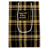 Trendy Black Gold Glitter 50th Birthday Gift Bag ミディアムペーパーバッグ (裏面)