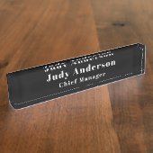 Trendy Black Grey Professional Plain Serif Font デスクネームプレート (側面)
