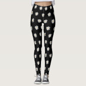 Trendy Black Leggings with Unique Floral Motif レギンス (正面)