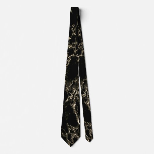Trendy Black Marble Stone - Black and Gold ネクタイ (正面)