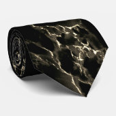 Trendy Black Marble Stone - Black and Gold ネクタイ (ロール)