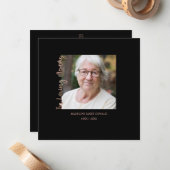 Trendy Black Minimalist Custom Photo Funeral ノートカード (正面/裏面インサイチュ)
