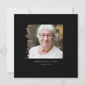 Trendy Black Minimalist Custom Photo Funeral ノートカード (正面)