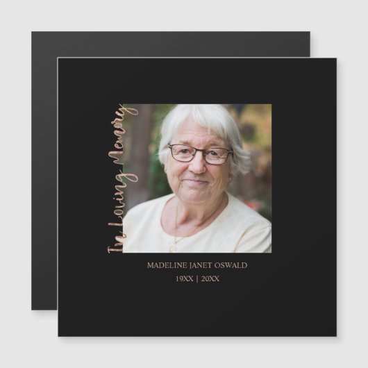 Trendy Black Minimalist Custom Photo Remembrance (正面/裏面)