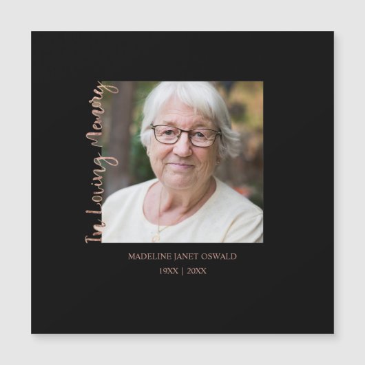 Trendy Black Minimalist Custom Photo Remembrance (正面)