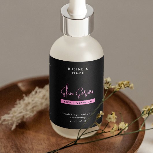 Trendy Black & Pink 2 OZ Dropper Bottle Label ラベル