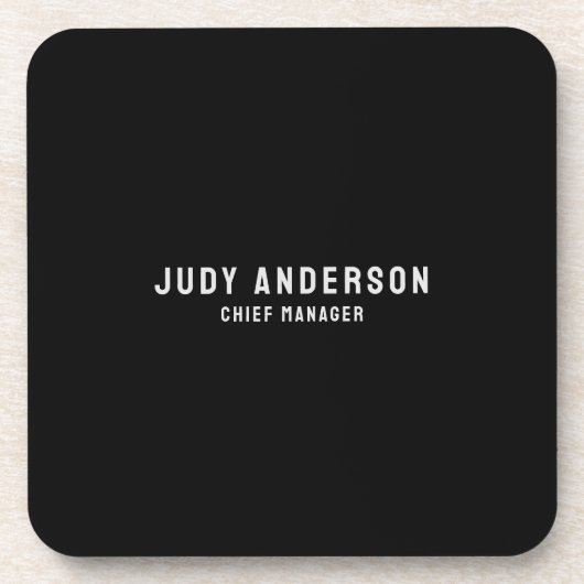 Trendy Black Professional Plain Modern Elegant コースター (正面)