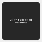 Trendy Black Professional Plain Modern Elegant スクエアシール (正面)