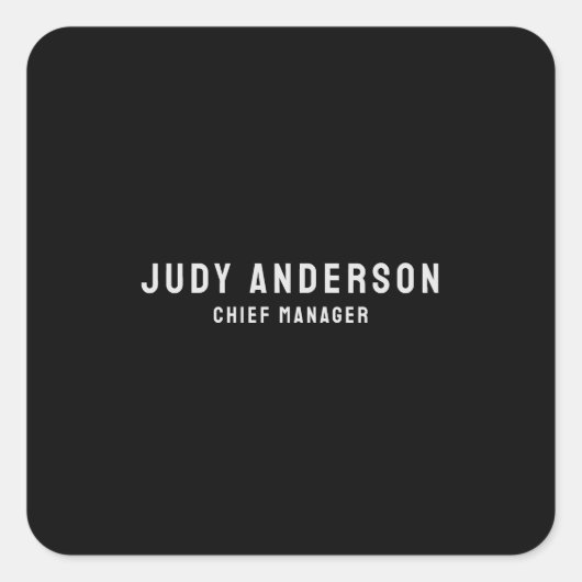 Trendy Black Professional Plain Modern Elegant スクエアシール (正面)