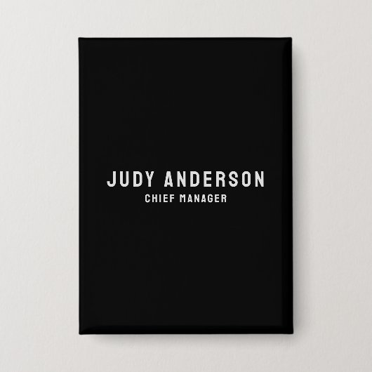 Trendy Black Professional Plain Modern Elegant 缶バッジ (正面)