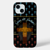 Trendy Black Red Olive Green Cross Lion of Judah Case-Mate iPhoneケース (裏面)