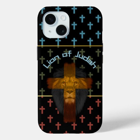 Trendy Black Red Olive Green Cross Lion of Judah Case-Mate iPhoneケース (裏面)