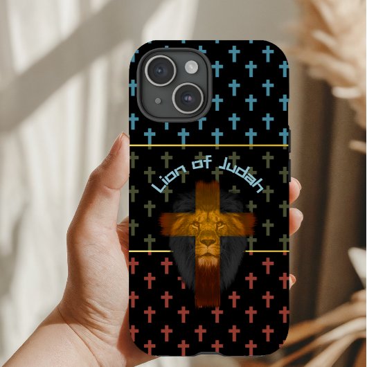 Trendy Black Red Olive Green Cross Lion of Judah Case-Mate iPhoneケース