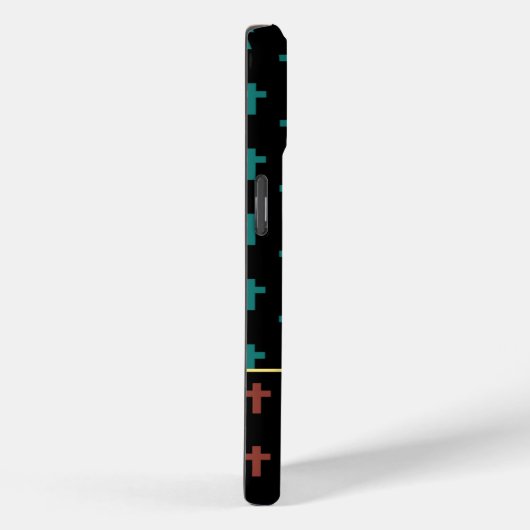 Trendy Black Red Turquoise Crosses Lion of Judah Case-Mate iPhoneケース (裏面 / 右)
