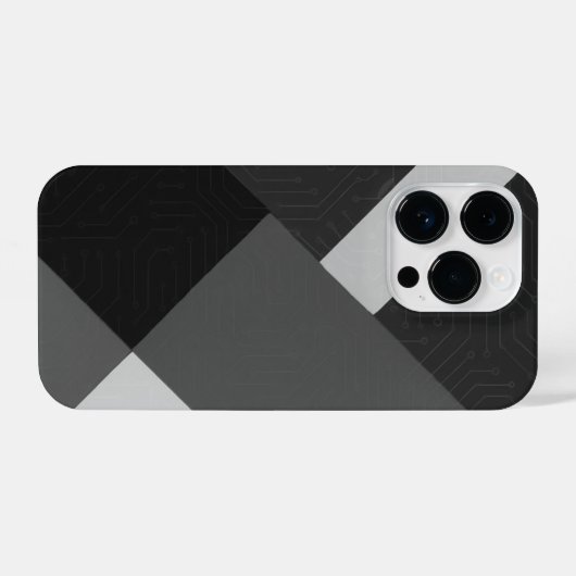 Trendy Black, White and Gray Patterned Phone Case iPhoneケース (裏面横)