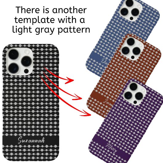 Trendy Black White Dots Lines Pattern Custom Name Case-Mate iPhoneケース