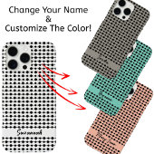 Trendy Black White Dots Lines Pattern Custom Name Case-Mate iPhoneケース