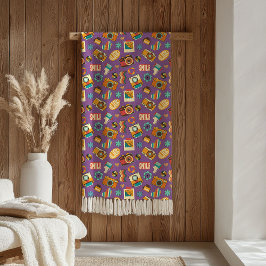 Trendy Blanket Gift 70s Pastel Groovy Design フリースブランケット