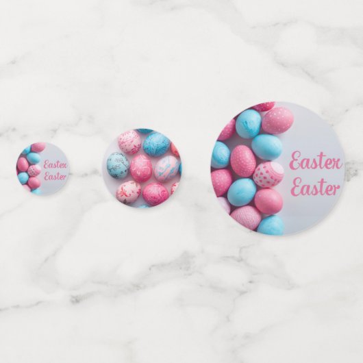 Trendy Blue and Pink Easter Eggs Pattern Paper  コンフェッティ (正面)