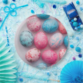 Trendy Blue and Pink Easter Eggs Pattern Paper ペーパープレート (パーティー)