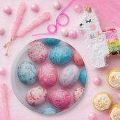 Trendy Blue and Pink Easter Eggs Pattern Paper ペーパープレート (パーティー)