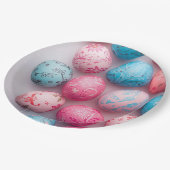 Trendy Blue and Pink Easter Eggs Pattern Paper ペーパープレート (アングル)