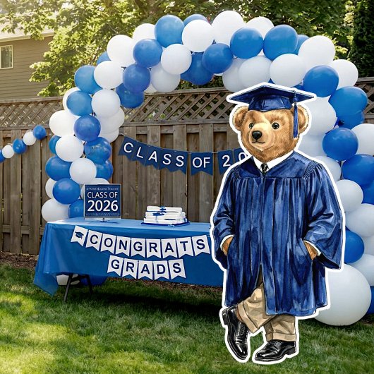Trendy Blue Bear Printable Graduation Party Decor ポスター