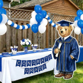 Trendy Blue Bear Printable Graduation Party Decor ポスター
